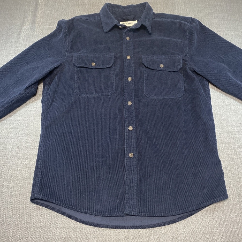 Line of Trade Shirt Mens XL Navy‎ Blue Corduroy Button Up Workwear Casual